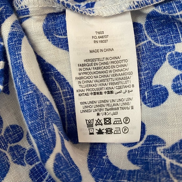 Boden Ada 100% Linen Blue and White Women's Top Size 8 - Picture 14 of 15